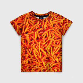 Детская футболка 3D с принтом Морковь в Петрозаводске, 100% гипоаллергенный полиэфир | прямой крой, круглый вырез горловины, длина до линии бедер, чуть спущенное плечо, ткань немного тянется | Тематика изображения на принте: морковь | овощи | оранжевый | салат