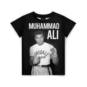 Детская футболка 3D с принтом Muhammad Ali в Петрозаводске, 100% гипоаллергенный полиэфир | прямой крой, круглый вырез горловины, длина до линии бедер, чуть спущенное плечо, ткань немного тянется | Тематика изображения на принте: ali | boxing | muhammad ali |   |  muhammad |  бокс | али | боксер | мухамад. мухаммад | мухаммед | мухаммед али