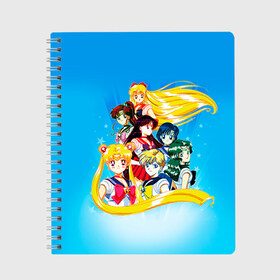 Тетрадь с принтом Sailor Moon в Петрозаводске, 100% бумага | 48 листов, плотность листов — 60 г/м2, плотность картонной обложки — 250 г/м2. Листы скреплены сбоку удобной пружинной спиралью. Уголки страниц и обложки скругленные. Цвет линий — светло-серый
 | anime | sailor moon | sailormoon | аниме | красавица воин сейлор мун | сейлор мун | сейлормун | усаги | усаги цукино | цукино