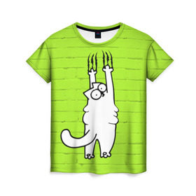 Женская футболка 3D с принтом Simon`s cat 3 в Петрозаводске, 100% полиэфир ( синтетическое хлопкоподобное полотно) | прямой крой, круглый вырез горловины, длина до линии бедер | fitness | kitty | simon cat | simons | simons cat | голодный кот | для жирных | для толстых | жир | кот | кот саймона | котик | кошка | с котами | саймон | спорт | толстая | толстый | фитнес | фитнесс