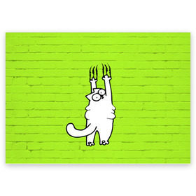 Поздравительная открытка с принтом Simons cat 3 в Петрозаводске, 100% бумага | плотность бумаги 280 г/м2, матовая, на обратной стороне линовка и место для марки
 | Тематика изображения на принте: fitness | kitty | simon cat | simons | simons cat | голодный кот | для жирных | для толстых | жир | кот | кот саймона | котик | кошка | с котами | саймон | спорт | толстая | толстый | фитнес | фитнесс