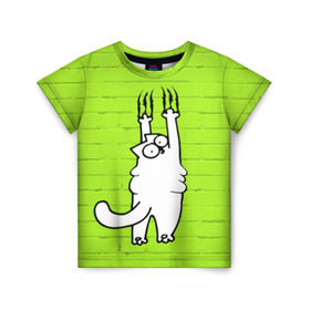Детская футболка 3D с принтом Simon`s cat 3 в Петрозаводске, 100% гипоаллергенный полиэфир | прямой крой, круглый вырез горловины, длина до линии бедер, чуть спущенное плечо, ткань немного тянется | fitness | kitty | simon cat | simons | simons cat | голодный кот | для жирных | для толстых | жир | кот | кот саймона | котик | кошка | с котами | саймон | спорт | толстая | толстый | фитнес | фитнесс