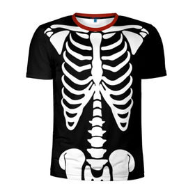Мужская футболка 3D спортивная с принтом Скелет в Петрозаводске, 100% полиэстер с улучшенными характеристиками | приталенный силуэт, круглая горловина, широкие плечи, сужается к линии бедра | bones | halloween | кости | костюм | прикол | прикольная картинка | скелет | тело | хеллоуин