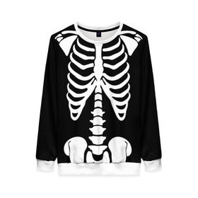 Женский свитшот 3D с принтом Скелет в Петрозаводске, 100% полиэстер с мягким внутренним слоем | круглый вырез горловины, мягкая резинка на манжетах и поясе, свободная посадка по фигуре | bones | halloween | кости | костюм | прикол | прикольная картинка | скелет | тело | хеллоуин