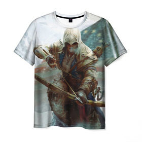 Мужская футболка 3D с принтом Assassins в Петрозаводске, 100% полиэфир | прямой крой, круглый вырез горловины, длина до линии бедер | ассасин | игра