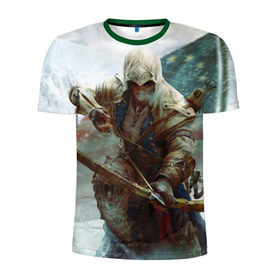 Мужская футболка 3D спортивная с принтом Assassins в Петрозаводске, 100% полиэстер с улучшенными характеристиками | приталенный силуэт, круглая горловина, широкие плечи, сужается к линии бедра | ассасин | игра