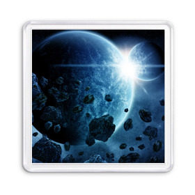 Магнит 55*55 с принтом Холодный космос в Петрозаводске, Пластик | Размер: 65*65 мм; Размер печати: 55*55 мм | вселенная | галактика | звезды | планеты | туманность