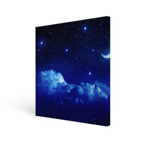 Холст квадратный с принтом Звёздное небо в Петрозаводске, 100% ПВХ |  | Тематика изображения на принте: звезды | луна | месяц | ночь