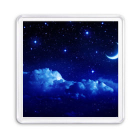 Магнит 55*55 с принтом Звёздное небо в Петрозаводске, Пластик | Размер: 65*65 мм; Размер печати: 55*55 мм | звезды | луна | месяц | ночь