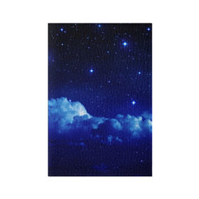 Обложка для паспорта матовая кожа с принтом Звёздное небо в Петрозаводске, натуральная матовая кожа | размер 19,3 х 13,7 см; прозрачные пластиковые крепления | Тематика изображения на принте: звезды | луна | месяц | ночь