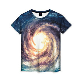 Женская футболка 3D с принтом Млечный путь в Петрозаводске, 100% полиэфир ( синтетическое хлопкоподобное полотно) | прямой крой, круглый вырез горловины, длина до линии бедер | вселенная | галактика | звезды | планеты | туманность