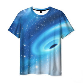 Мужская футболка 3D с принтом Неизведанная галактика в Петрозаводске, 100% полиэфир | прямой крой, круглый вырез горловины, длина до линии бедер | Тематика изображения на принте: вселенная | галактика | звёзды | камета | космос | метеориты | метеоры | млечный путь | орбита | планеты | солнечная система