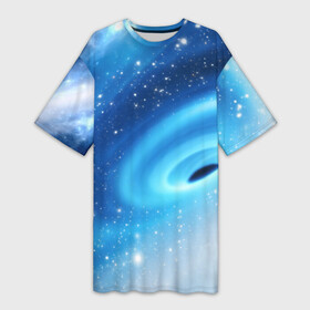 Платье-футболка 3D с принтом Неизведанная галактика в Петрозаводске,  |  | вселенная | галактика | звёзды | камета | космос | метеориты | метеоры | млечный путь | орбита | планеты | солнечная система