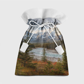 Подарочный 3D мешок с принтом Осень в горах в Петрозаводске, 100% полиэстер | Размер: 29*39 см | Тематика изображения на принте: горы | лес | осень | пейзаж