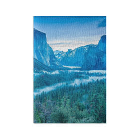 Обложка для паспорта матовая кожа с принтом Горный пейзаж в Петрозаводске, натуральная матовая кожа | размер 19,3 х 13,7 см; прозрачные пластиковые крепления | горный хребет | горы | каньон | лес | пейзаж | речка | туман | ущелье