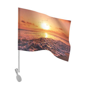 Флаг для автомобиля с принтом Закат в Петрозаводске, 100% полиэстер | Размер: 30*21 см | sunset | жара | закат | зной | косяк | лето | море | облака | океан | отдых | пена | песок | пляж | прибой | прилив | рассвет | солнце | стая птиц
