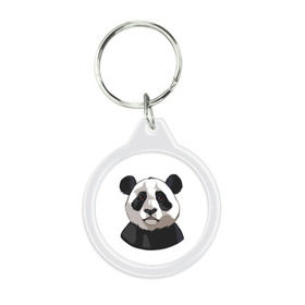 Брелок круглый с принтом Panda в Петрозаводске, пластик и полированная сталь | круглая форма, металлическое крепление в виде кольца | милый | панда