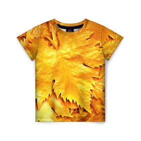 Детская футболка 3D с принтом Золотая осень в Петрозаводске, 100% гипоаллергенный полиэфир | прямой крой, круглый вырез горловины, длина до линии бедер, чуть спущенное плечо, ткань немного тянется | Тематика изображения на принте: жёлтый | золотой | клён | красота | листва | листья | наряд | осень | осина | покров | природа