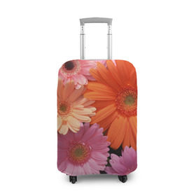 Чехол для чемодана 3D с принтом Цветы в Петрозаводске, 86% полиэфир, 14% спандекс | двустороннее нанесение принта, прорези для ручек и колес | букет | георгины | жёлтый | красота | полевые | розовый | ромашки | фиолетовый | хризантемы | цветы