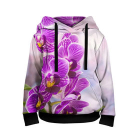 Детская толстовка 3D с принтом Божественная орхидея в Петрозаводске, 100% полиэстер | двухслойный капюшон со шнурком для регулировки, мягкие манжеты на рукавах и по низу толстовки, спереди карман-кенгуру с мягким внутренним слоем | 8 марта | букет | весна | красота | куст | лето | орхидея | подарок | сиреневый цвет | цветок | шикарный цветочек