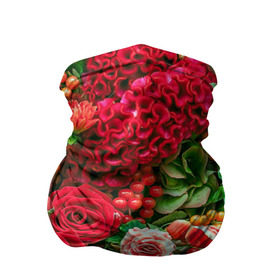 Бандана-труба 3D с принтом Роскошный букет в Петрозаводске, 100% полиэстер, ткань с особыми свойствами — Activecool | плотность 150‒180 г/м2; хорошо тянется, но сохраняет форму | 8 марта | блеск | гвоздики | красный | красота | невероятный | огромный букет | пёстрый | праздник | розы | роскошный | цветы | шикарный