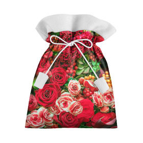 Подарочный 3D мешок с принтом Роскошный букет в Петрозаводске, 100% полиэстер | Размер: 29*39 см | 8 марта | блеск | гвоздики | красный | красота | невероятный | огромный букет | пёстрый | праздник | розы | роскошный | цветы | шикарный