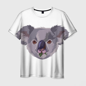 Мужская футболка 3D с принтом Koala в Петрозаводске, 100% полиэфир | прямой крой, круглый вырез горловины, длина до линии бедер | животные | забавный | коала | милый
