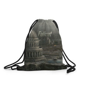 Рюкзак-мешок 3D с принтом Fallout в Петрозаводске, 100% полиэстер | плотность ткани — 200 г/м2, размер — 35 х 45 см; лямки — толстые шнурки, застежка на шнуровке, без карманов и подкладки | vault tec | фоллаут