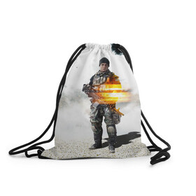 Рюкзак-мешок 3D с принтом Battlefield 4 Soldier в Петрозаводске, 100% полиэстер | плотность ткани — 200 г/м2, размер — 35 х 45 см; лямки — толстые шнурки, застежка на шнуровке, без карманов и подкладки | art | battlefield
