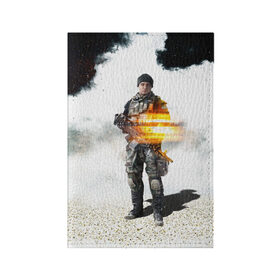 Обложка для паспорта матовая кожа с принтом Battlefield 4 Soldier в Петрозаводске, натуральная матовая кожа | размер 19,3 х 13,7 см; прозрачные пластиковые крепления | Тематика изображения на принте: art | battlefield