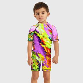 Детский купальный костюм 3D с принтом Акварельные краски в Петрозаводске, Полиэстер 85%, Спандекс 15% | застежка на молнии на спине | абстракция | абстракция красок | краска | цветные