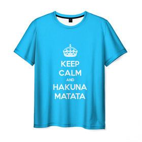 Мужская футболка 3D с принтом hakuna matata в Петрозаводске, 100% полиэфир | прямой крой, круглый вырез горловины, длина до линии бедер | 