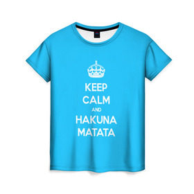 Женская футболка 3D с принтом hakuna matata в Петрозаводске, 100% полиэфир ( синтетическое хлопкоподобное полотно) | прямой крой, круглый вырез горловины, длина до линии бедер | 