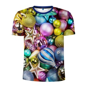 Мужская футболка 3D спортивная с принтом Новый год в Петрозаводске, 100% полиэстер с улучшенными характеристиками | приталенный силуэт, круглая горловина, широкие плечи, сужается к линии бедра | елочные | игрушки | новогодний | разноцветный | рождество | украшения
