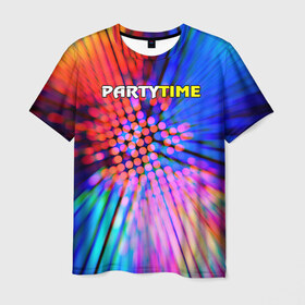 Мужская футболка 3D с принтом Party time в Петрозаводске, 100% полиэфир | прямой крой, круглый вырез горловины, длина до линии бедер | Тематика изображения на принте: party time | время тусить | клуб | тусовка