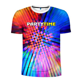 Мужская футболка 3D спортивная с принтом Party time в Петрозаводске, 100% полиэстер с улучшенными характеристиками | приталенный силуэт, круглая горловина, широкие плечи, сужается к линии бедра | party time | время тусить | клуб | тусовка