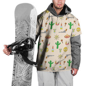 Накидка на куртку 3D с принтом Мексиканский коллаж в Петрозаводске, 100% полиэстер |  | Тематика изображения на принте: кактус | коллад | мексика | револьвер | черепа | чили