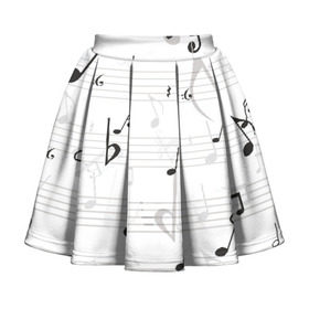 Детская юбка-солнце 3D с принтом ноты в Петрозаводске, 100% полиэстер | Эластичный пояс, крупные складки | музыка | ноты | струны