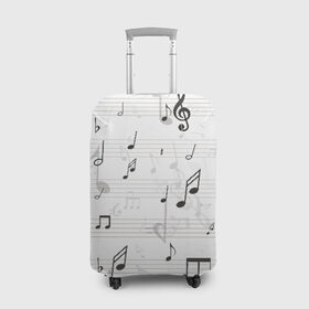 Чехол для чемодана 3D с принтом ноты в Петрозаводске, 86% полиэфир, 14% спандекс | двустороннее нанесение принта, прорези для ручек и колес | музыка | ноты | струны