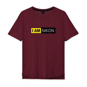 Мужская футболка хлопок Oversize с принтом Nikon в Петрозаводске, 100% хлопок | свободный крой, круглый ворот, “спинка” длиннее передней части | i am nikon | nikon | никон | я   никон | я никон