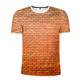 Мужская футболка 3D спортивная с принтом Кирпичная стена в Петрозаводске, 100% полиэстер с улучшенными характеристиками | приталенный силуэт, круглая горловина, широкие плечи, сужается к линии бедра | Тематика изображения на принте: камень | кирпич | стена