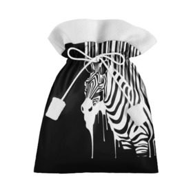 Подарочный 3D мешок с принтом Зебра в Петрозаводске, 100% полиэстер | Размер: 29*39 см | граффити | зебра | искусство | прикольные картинки | чёрно белое