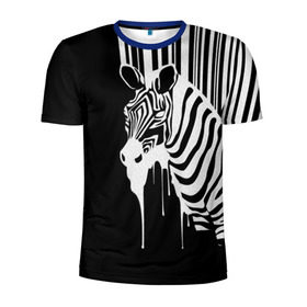 Мужская футболка 3D спортивная с принтом Зебра в Петрозаводске, 100% полиэстер с улучшенными характеристиками | приталенный силуэт, круглая горловина, широкие плечи, сужается к линии бедра | граффити | зебра | искусство | прикольные картинки | чёрно белое
