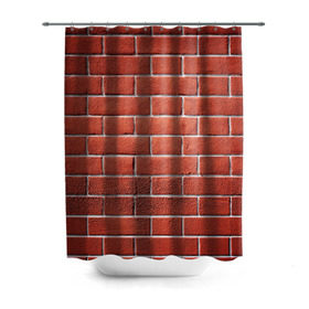 Штора 3D для ванной с принтом Красный кирпич в Петрозаводске, 100% полиэстер | плотность материала — 100 г/м2. Стандартный размер — 146 см х 180 см. По верхнему краю — пластиковые люверсы для креплений. В комплекте 10 пластиковых колец | бетон | камень | кирпич | мощь | стена | строительство | стройка | цемент