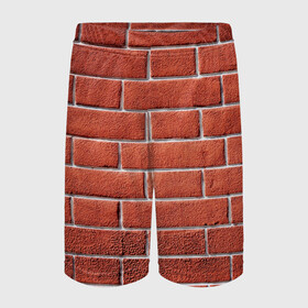 Детские спортивные шорты 3D с принтом Красный кирпич в Петрозаводске,  100% полиэстер
 | пояс оформлен широкой мягкой резинкой, ткань тянется
 | бетон | камень | кирпич | мощь | стена | строительство | стройка | цемент