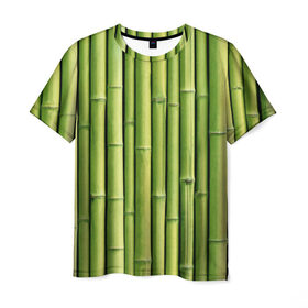 Мужская футболка 3D с принтом Бамбук в Петрозаводске, 100% полиэфир | прямой крой, круглый вырез горловины, длина до линии бедер | бамбук | дерево | джунгли | кустарник | надёжность | прочность | стена