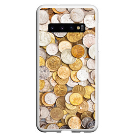 Чехол для Samsung Galaxy S10 с принтом Российские монетки в Петрозаводске, Силикон | Область печати: задняя сторона чехла, без боковых панелей | Тематика изображения на принте: money | валюта | деньги | копейка | лавэ | мелочёвка | мелочь | монетки | монеты | россия | рубль | филки
