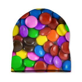 Шапка 3D с принтом Цветные конфетки в Петрозаводске, 100% полиэстер | универсальный размер, печать по всей поверхности изделия | вкусняшки | драже | конфеты | лакомство | сладости | шоколад