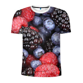 Мужская футболка 3D спортивная с принтом Ягодки в Петрозаводске, 100% полиэстер с улучшенными характеристиками | приталенный силуэт, круглая горловина, широкие плечи, сужается к линии бедра | вкусно | голубика | дача | деревня | ежевика | клубника | малина | огород | полезно | сад | смородина | сок | фрукты | черника | ягоды