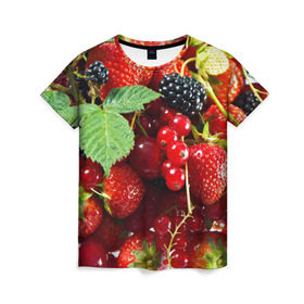 Женская футболка 3D с принтом Любимые ягоды в Петрозаводске, 100% полиэфир ( синтетическое хлопкоподобное полотно) | прямой крой, круглый вырез горловины, длина до линии бедер | вкусно | голубика | дача | деревня | ежевика | зелень | клубника | малина | огород | полезно | сад | смородина | сок | фрукты | черника | шиповник | ягоды